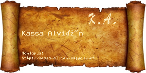 Kassa Alvián névjegykártya